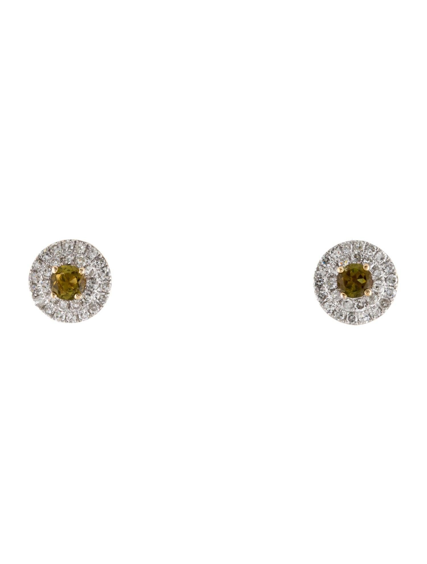 14K Tourmaline & Diamond Stud Earrings - Luxurious & Elegant Gemstone Jewelry In New Condition For Sale In Holtsville, NY
