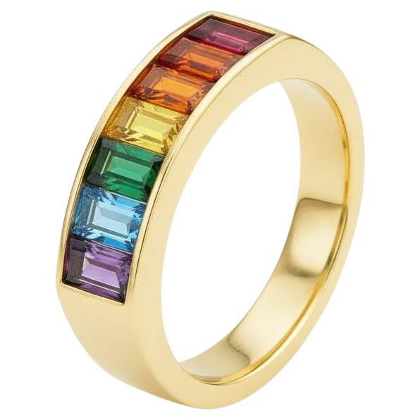 Rainbow gemstones engagement ring