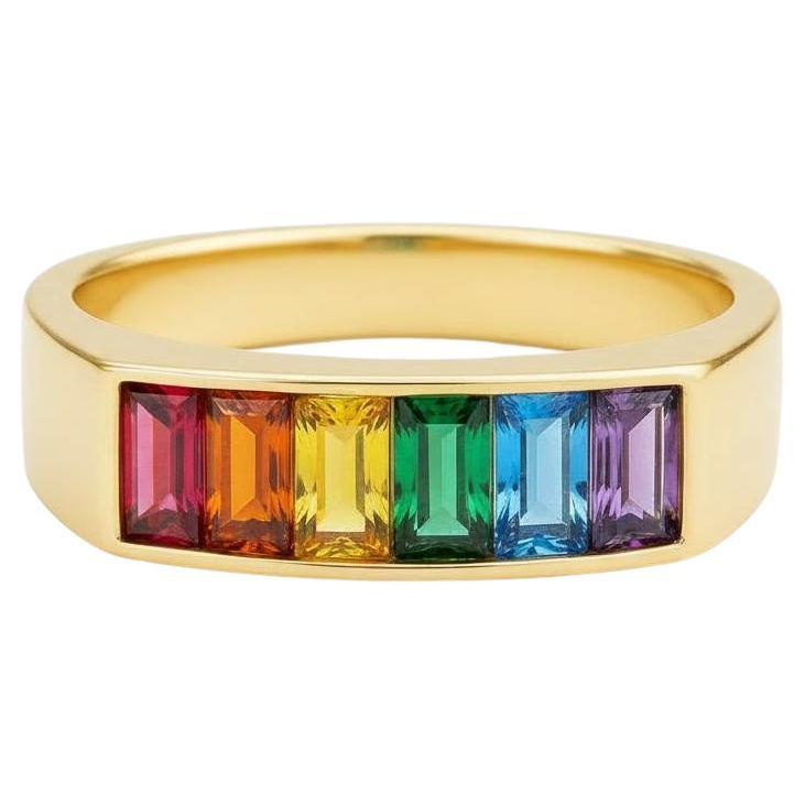 For Sale:  Rainbow gemstones engagement ring in 14k gold