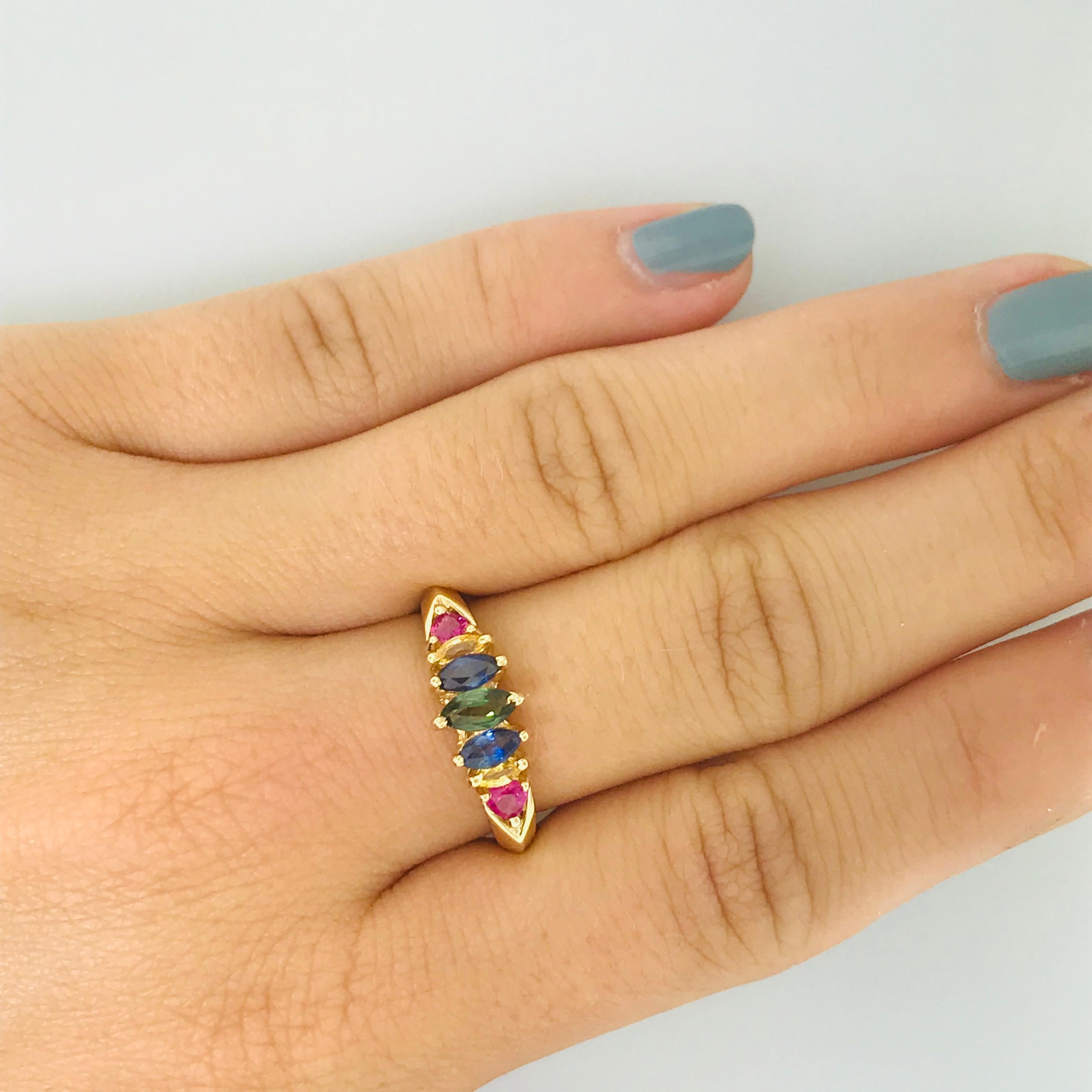 The latest fashion trends have involved a variety of fun colors and rainbow designs. Rainbow is in! And it’s here to stay and have fun! This estate rainbow ring was once all the rage and it hasn’t lost its touch since, its rainbow design is still