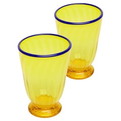 Rainbow Glass Set of 2 Yellow, Murano Glass, by La Doublej, 100% Made in Italy