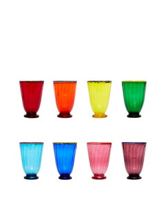 Rainbow Glass Set of 8, Murano Glass, by La Doublej, 100% Made in Italy