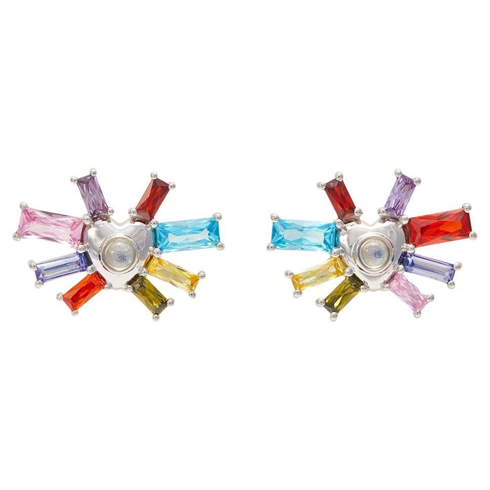 Rainbow Heart Bow Earrings For Sale