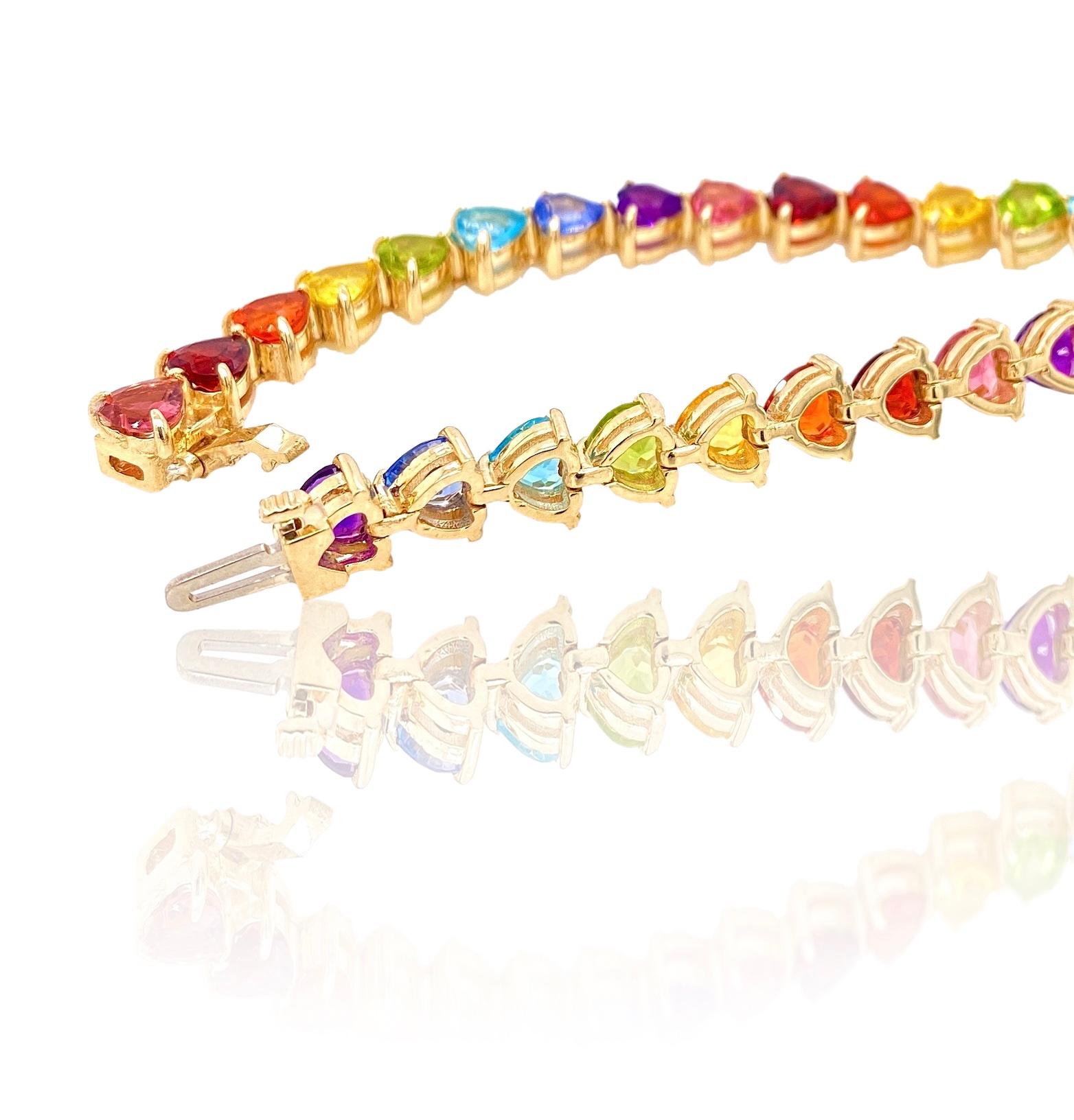 Rainbow Heart Gem Tennis Necklace For Sale 3