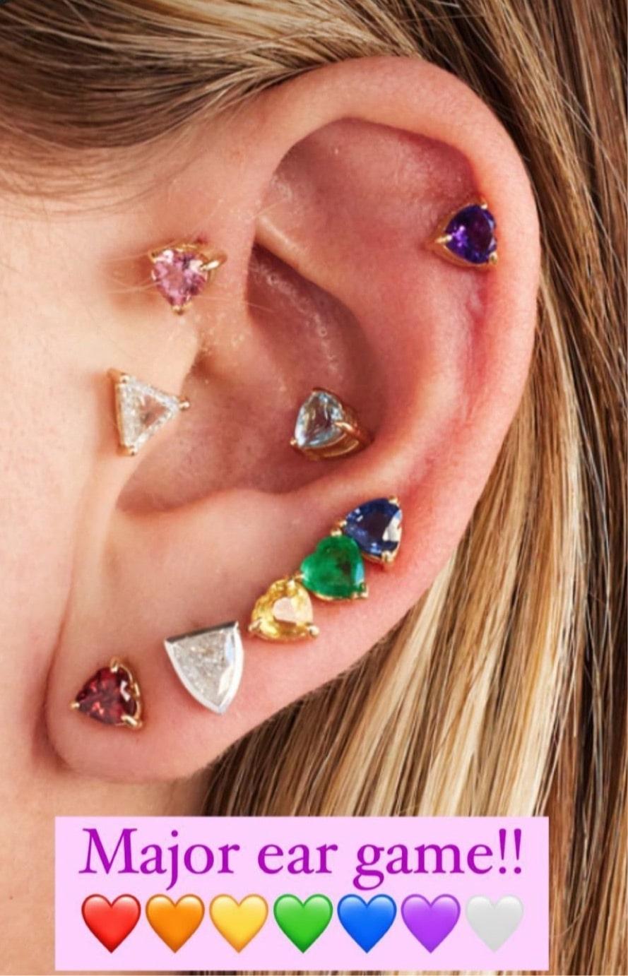 Modern Rainbow Heart Stud Earrings 'Single Earing' For Sale