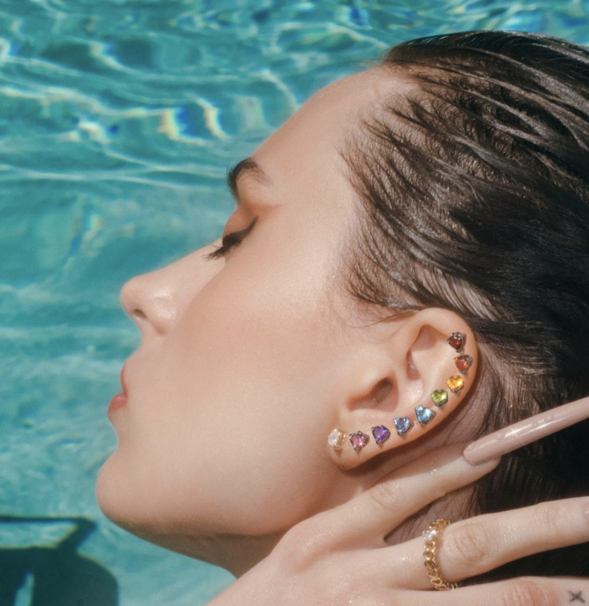 Rainbow Heart Stud Earrings 'Single Earing' In New Condition For Sale In Miami Beach, FL