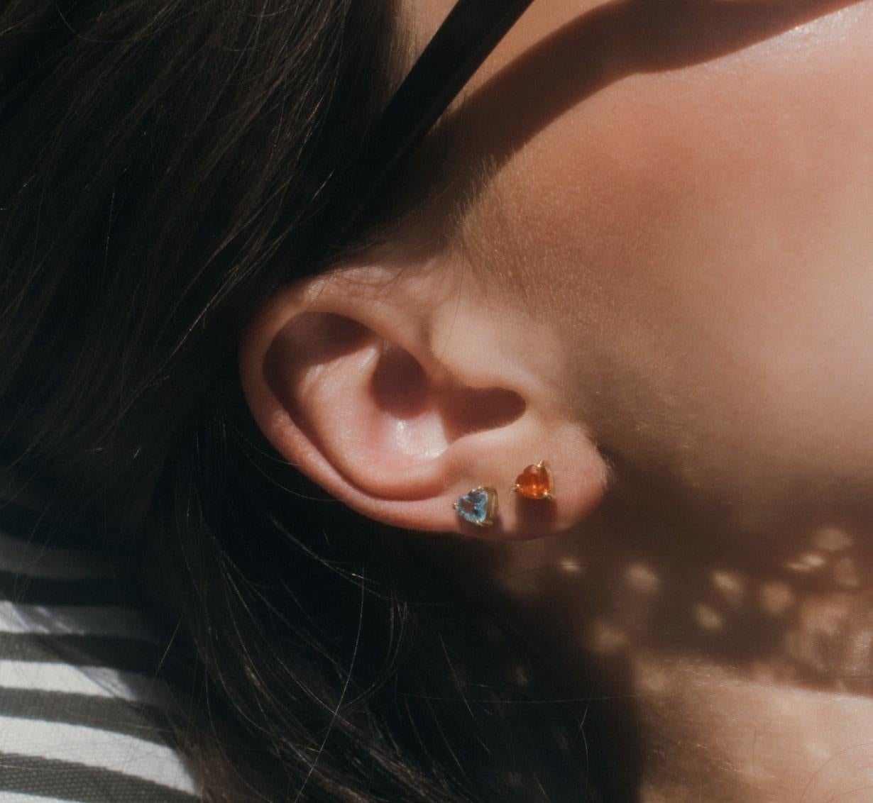Women's or Men's Rainbow Heart Stud Earrings 'Single Earing' For Sale