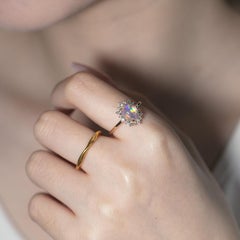 Rainbow Ice Mexican Fire Opal Halo Diamond Engagement Ring 14K Yellow Gold