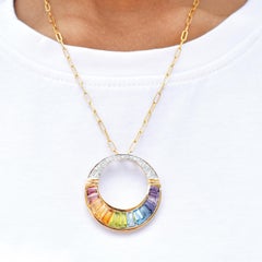 Rainbow Iolite Amethyst Blue Topaz Peridot Citrine Pink Tourmaline Gold Pendant