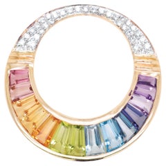 Regenbogen Iolith Amethyst Blauer Topas Peridot Citrin Rosa Turmalin Gold Anhänger