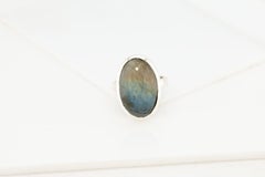 Rainbow labradorite silver ring