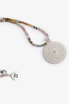 Rainbow Love Tourmaline with Sterling Silver Balinese Pendant