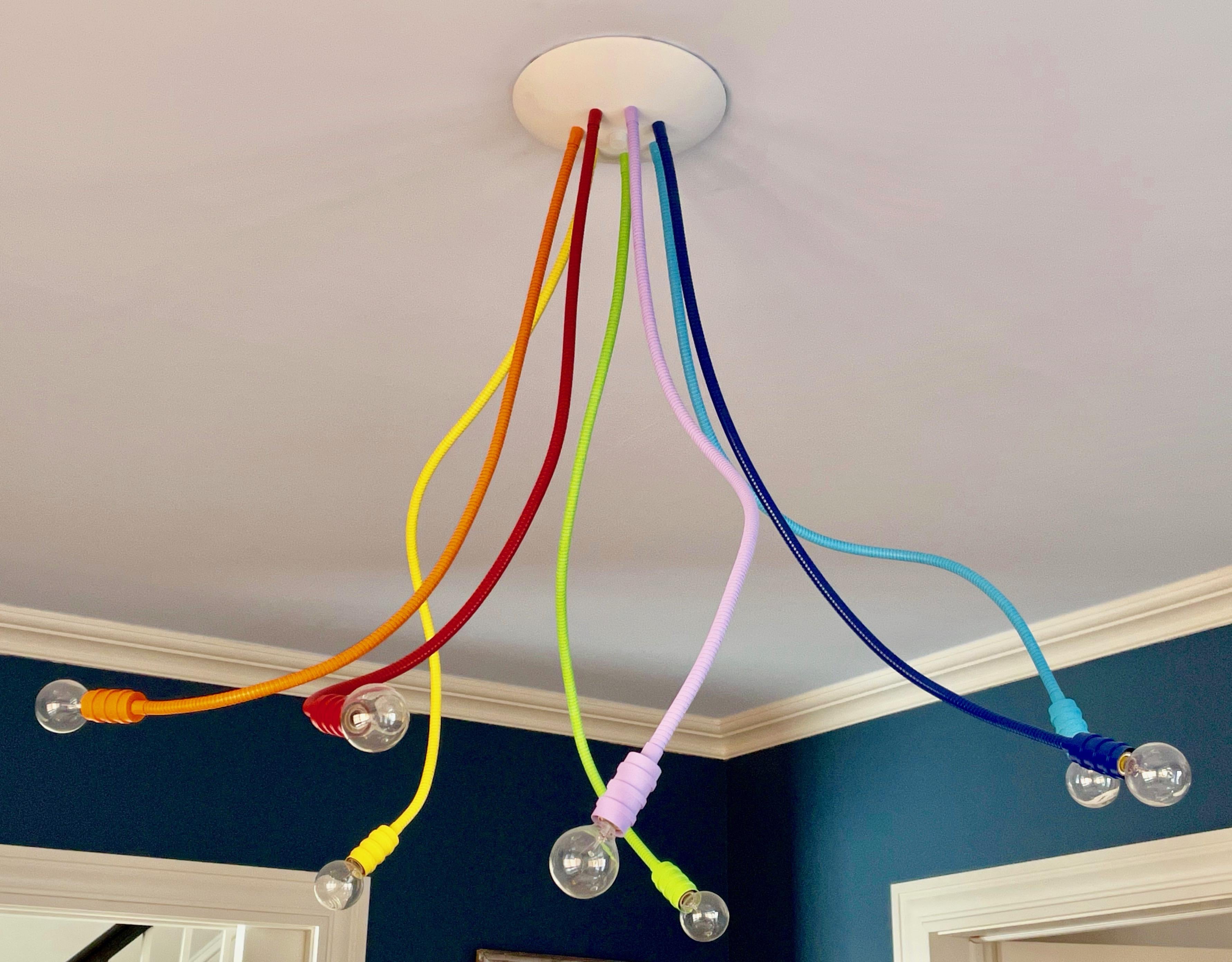 Rainbow Meander Flexible Metal Arm Chandelier In New Condition For Sale In Pound Ridge, NY