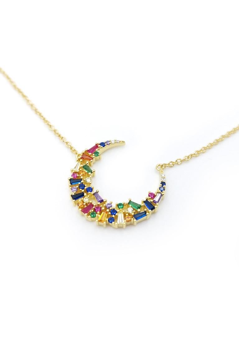 Women's Rainbow Moon & Starburst Necklace