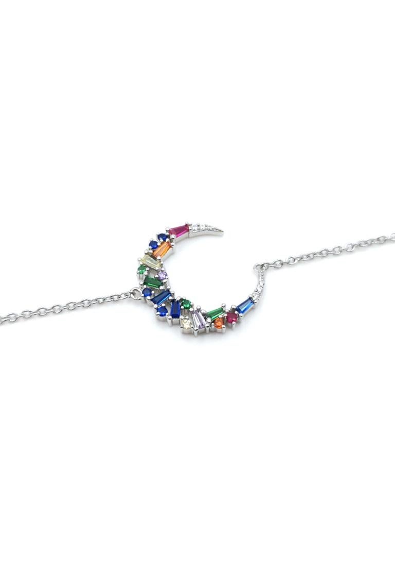 Rainbow Moon & Starburst Necklace Long In New Condition For Sale In Montreux, CH