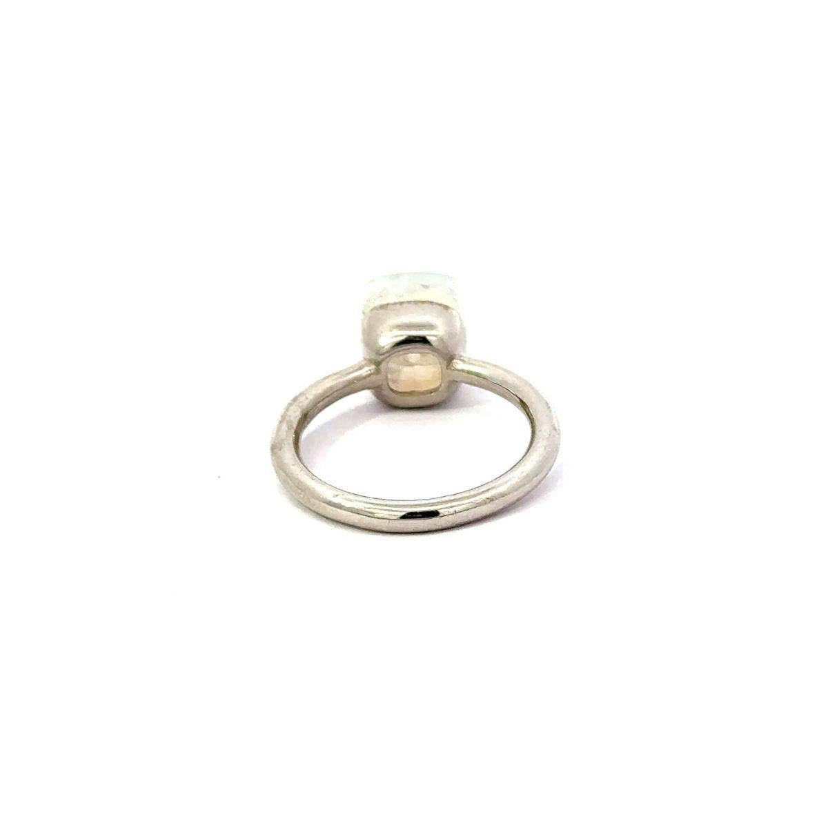 For Sale:  Rainbow Moonstone Cushion Cut Solitaire Unisex Ring for Gift in 925 Silver 5