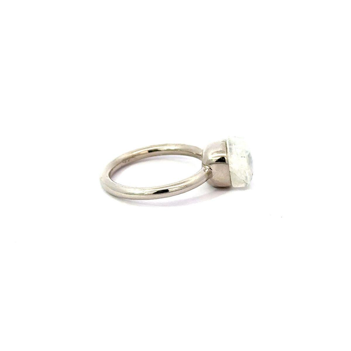 For Sale:  Rainbow Moonstone Cushion Cut Solitaire Unisex Ring for Gift in 925 Silver 9