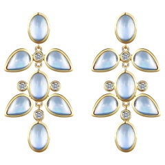 Orecchini a goccia con diamante e pietra di luna Rainbow Diamonds