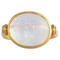 Ico & the Bird Fine Jewelry  11.46 carat Moonstone Diamond 18k Gold Swivel Ring 