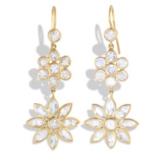 Ico & the Bird Fine Jewelry 7,43 Karat Mondstein Doppelblume Gold Ohrringe