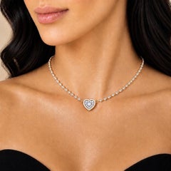 Girocollo a forma di cuore con pietra di luna arcobaleno, diamanti e pietra natale di giugno, in oro 14 carati di Meghna Jewels
