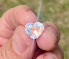Piedra preciosa natural suelta de piedra lunar arcoíris, 4,71 ct., talla de corazón, ¡con certificado! Madag