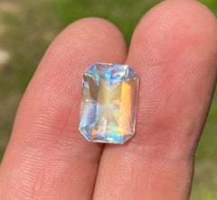 Piedra preciosa natural suelta de piedra lunar arcoíris, 9,26 ct., octogonal, certificado GFCO