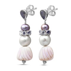 Boucles d'oreilles en goutte en pierre de lune arc-en-ciel, perles naturelles et pierre de lune lavande