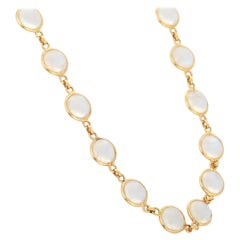 Rainbow Moonstone Necklace in 18k Yellow Gold