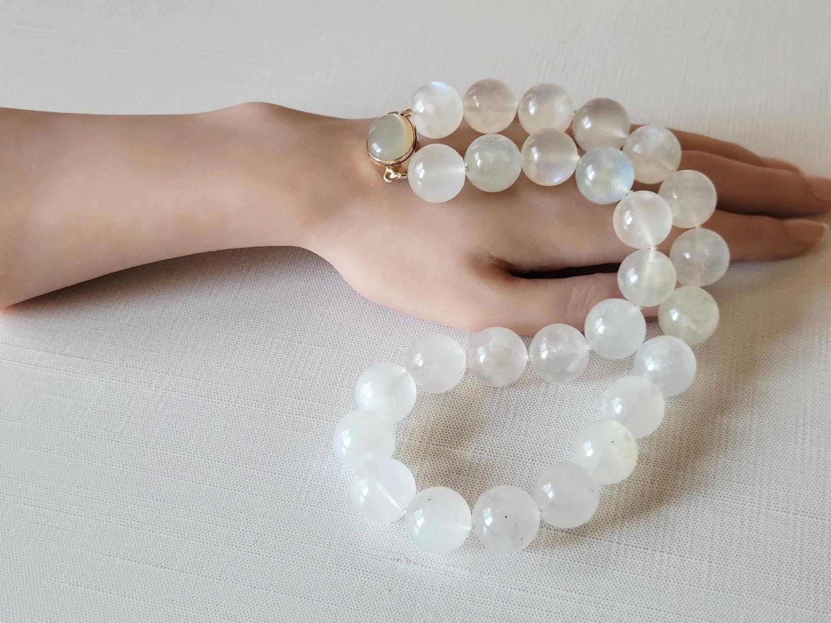 Rainbow Moonstone Necklace with Gold Clasp 7