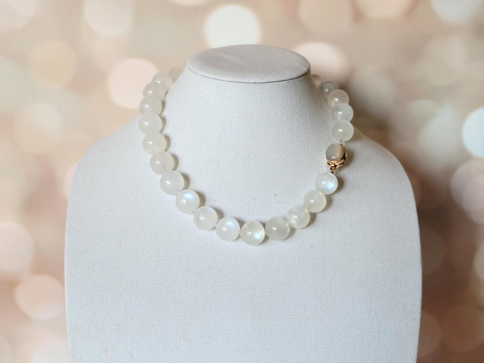 Rainbow Moonstone Necklace with Gold Clasp 1