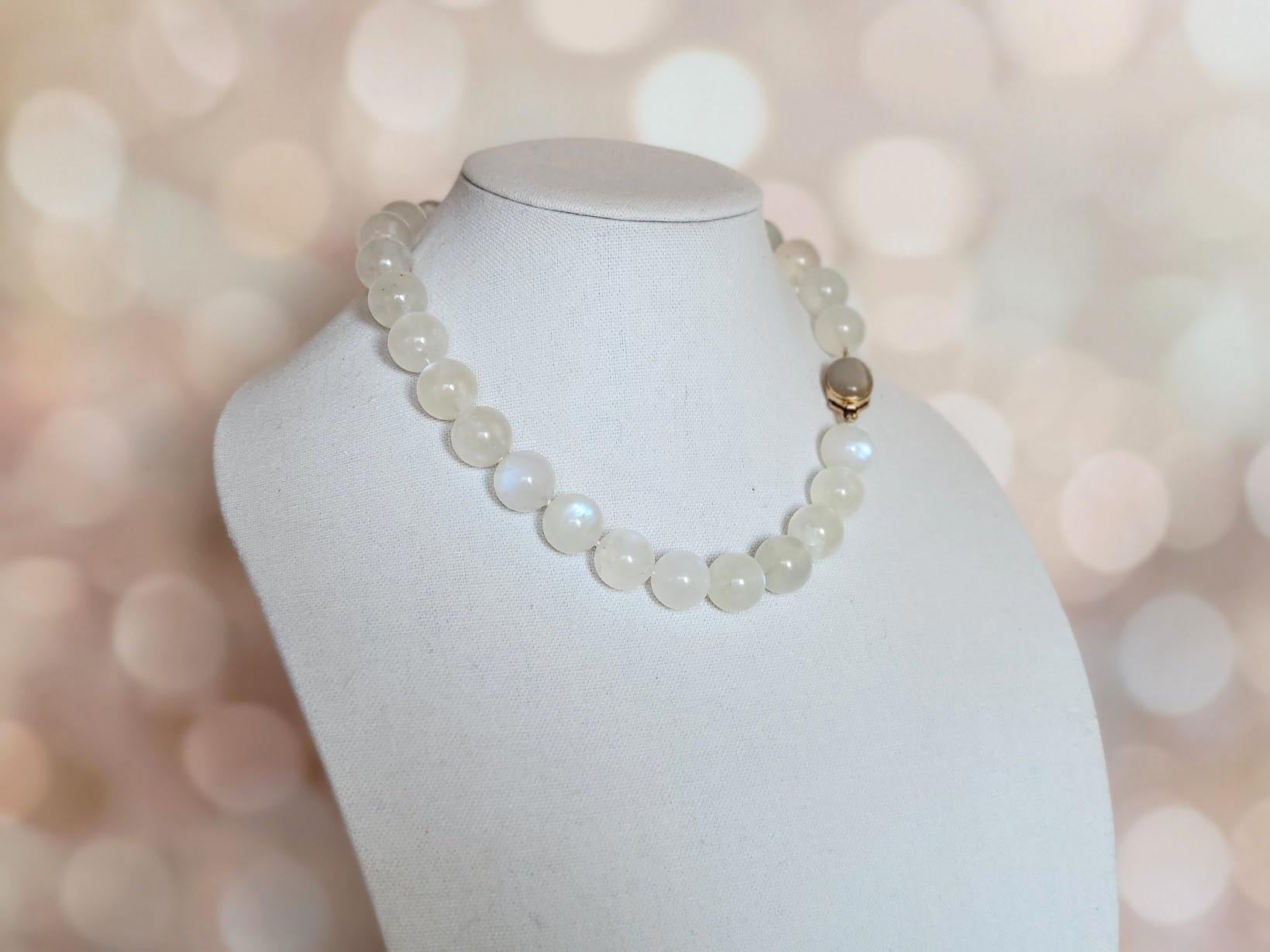 Rainbow Moonstone Necklace with Gold Clasp 2