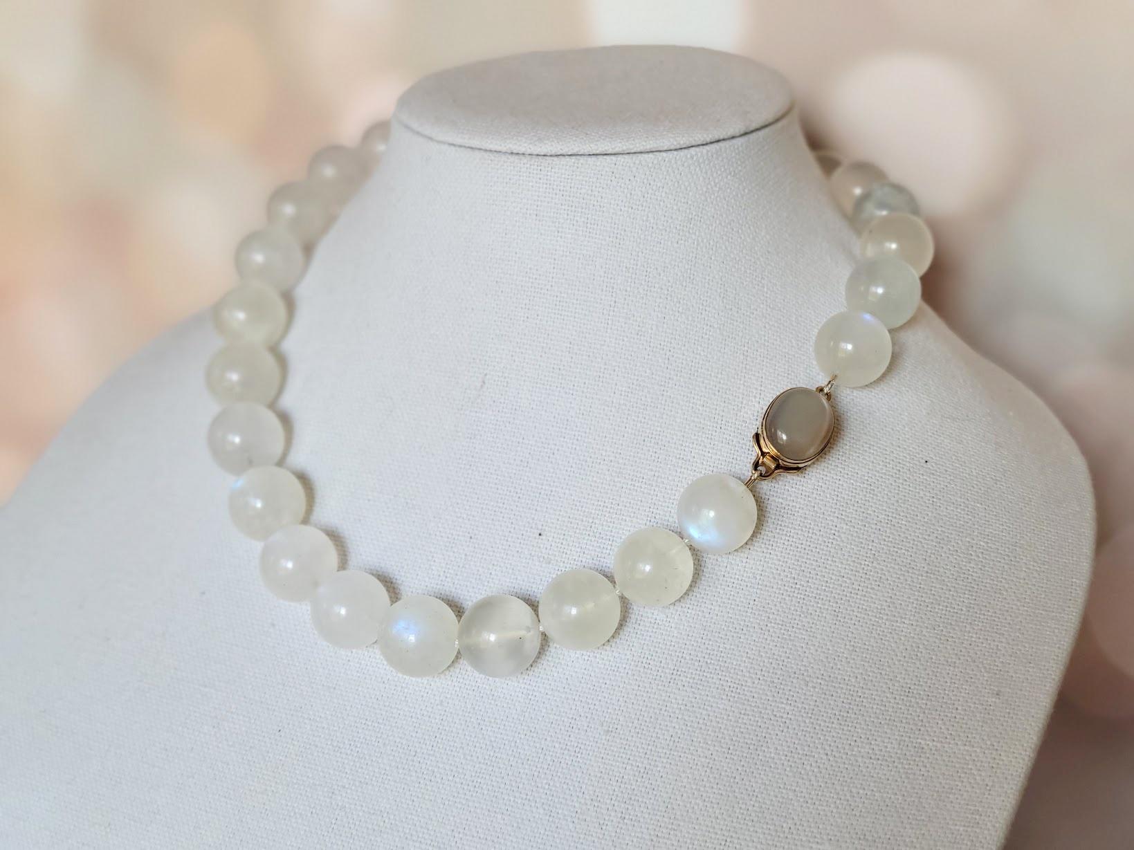 Rainbow Moonstone Necklace with Gold Clasp 3