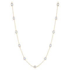 Rainbow Moonstone Oval Necklace In 18K Yellow Gold