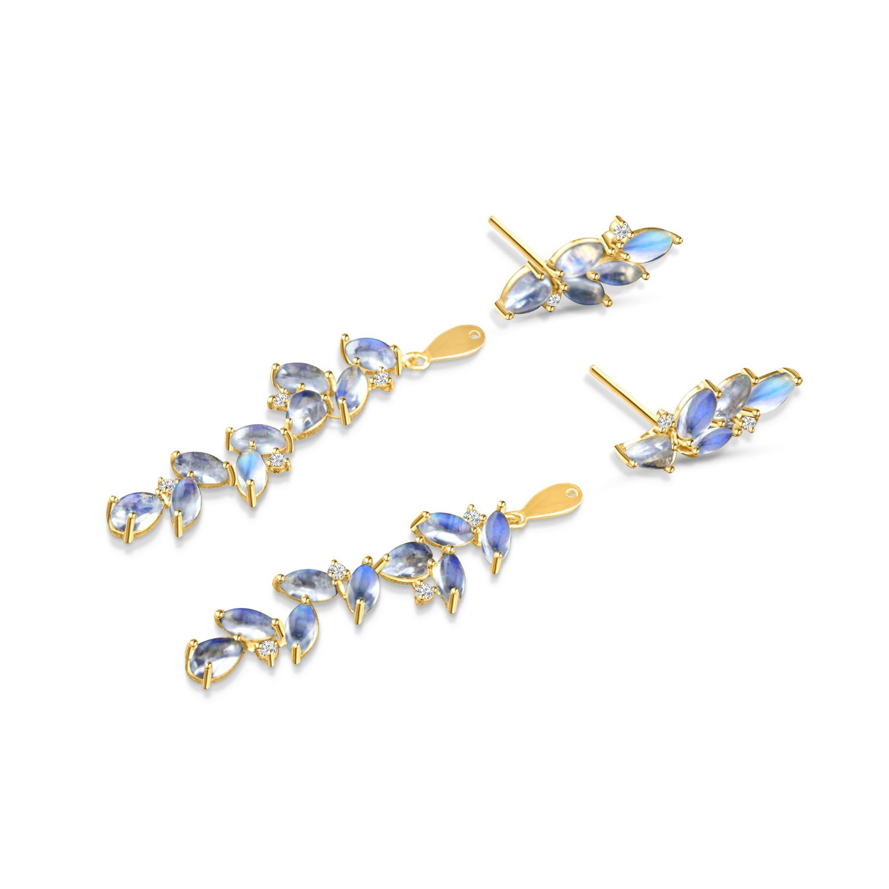 L'orecchino Tresor Beautiful è caratterizzato da 5,99 carati di pietra lunare arcobaleno e 0,17 carati di diamante. L'orecchino è un'ode alla bellezza lussuosa e classica con pietre scintillanti e tonalità femminili. Il loro design contemporaneo e