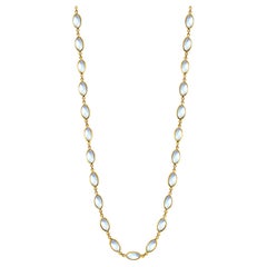Collana con pietra lunare arcobaleno a forma di pera in oro giallo 18 carati