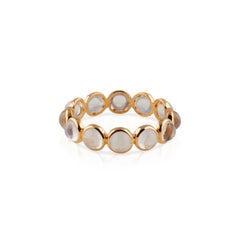 Rainbow Moonstone Round Ring In 18K Yellow Gold