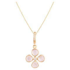 Colgante de Piedra Lunar Arcoiris Tabiz y Diamantes en Oro Amarillo de 18 K