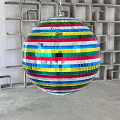 Rainbow Mosaic Glass Disco Ball, 1970s USA