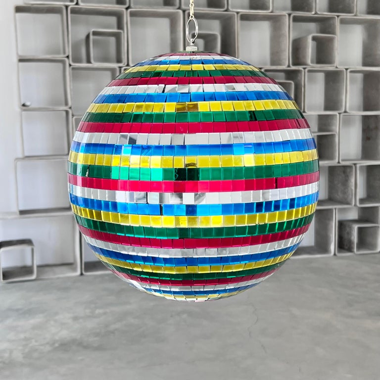 Rainbow Mosaic Glass Disco Ball, 1970s, USA For Sale at 1stDibs