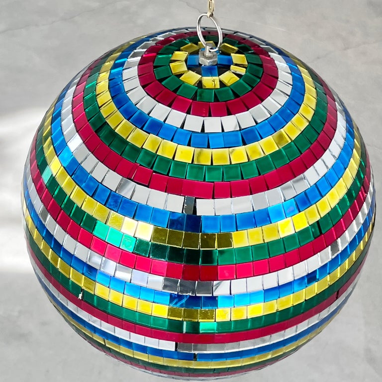 Rainbow Mosaic Glass Disco Ball, 1970s, USA For Sale at 1stDibs