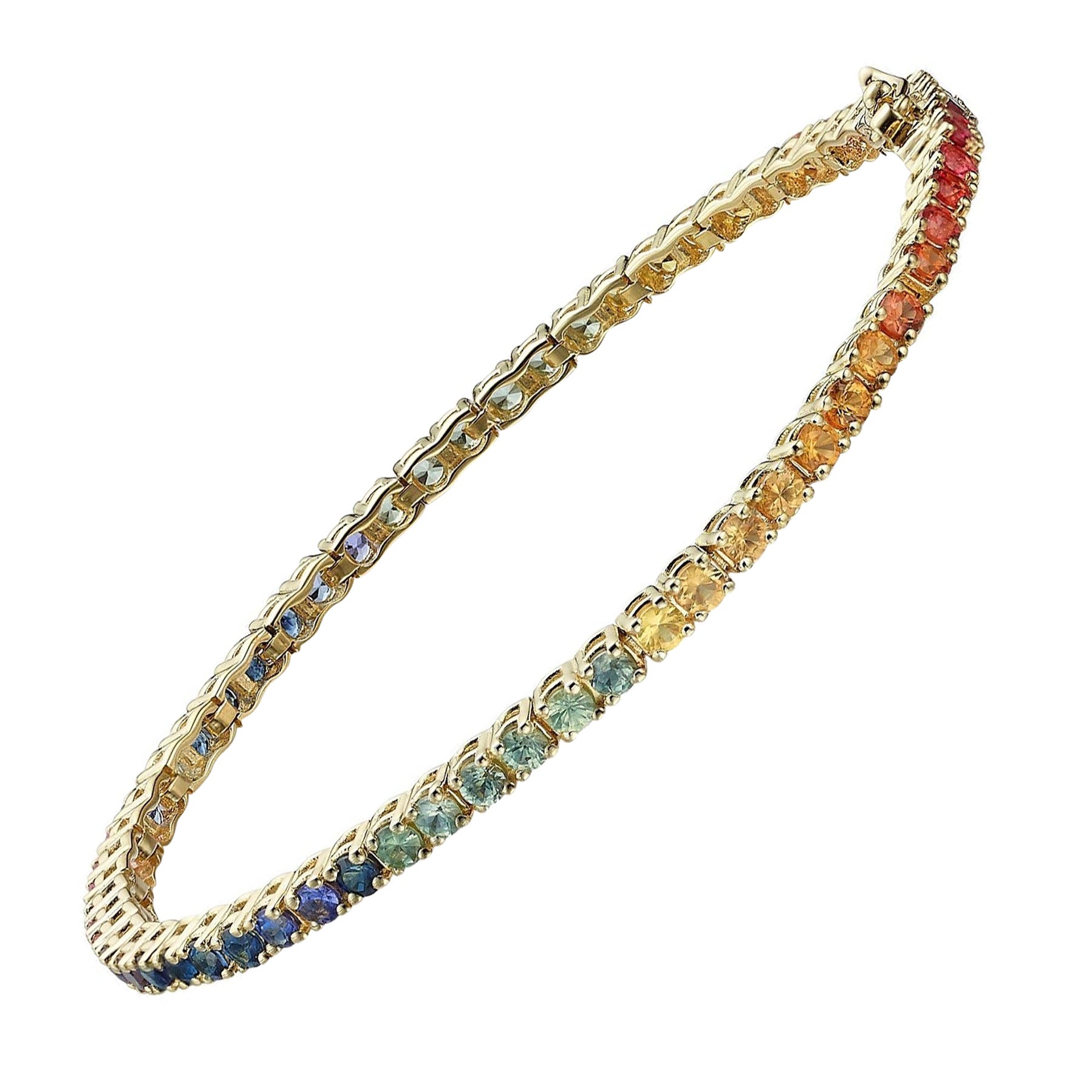 Regenbogen Mehrfarbiges Natur-Saphir-Tennisarmband