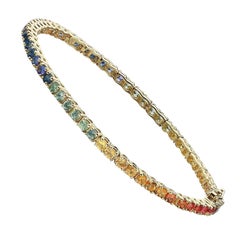 Bracciale Tennis Arcobaleno Multi Colore Zaffiro Naturl