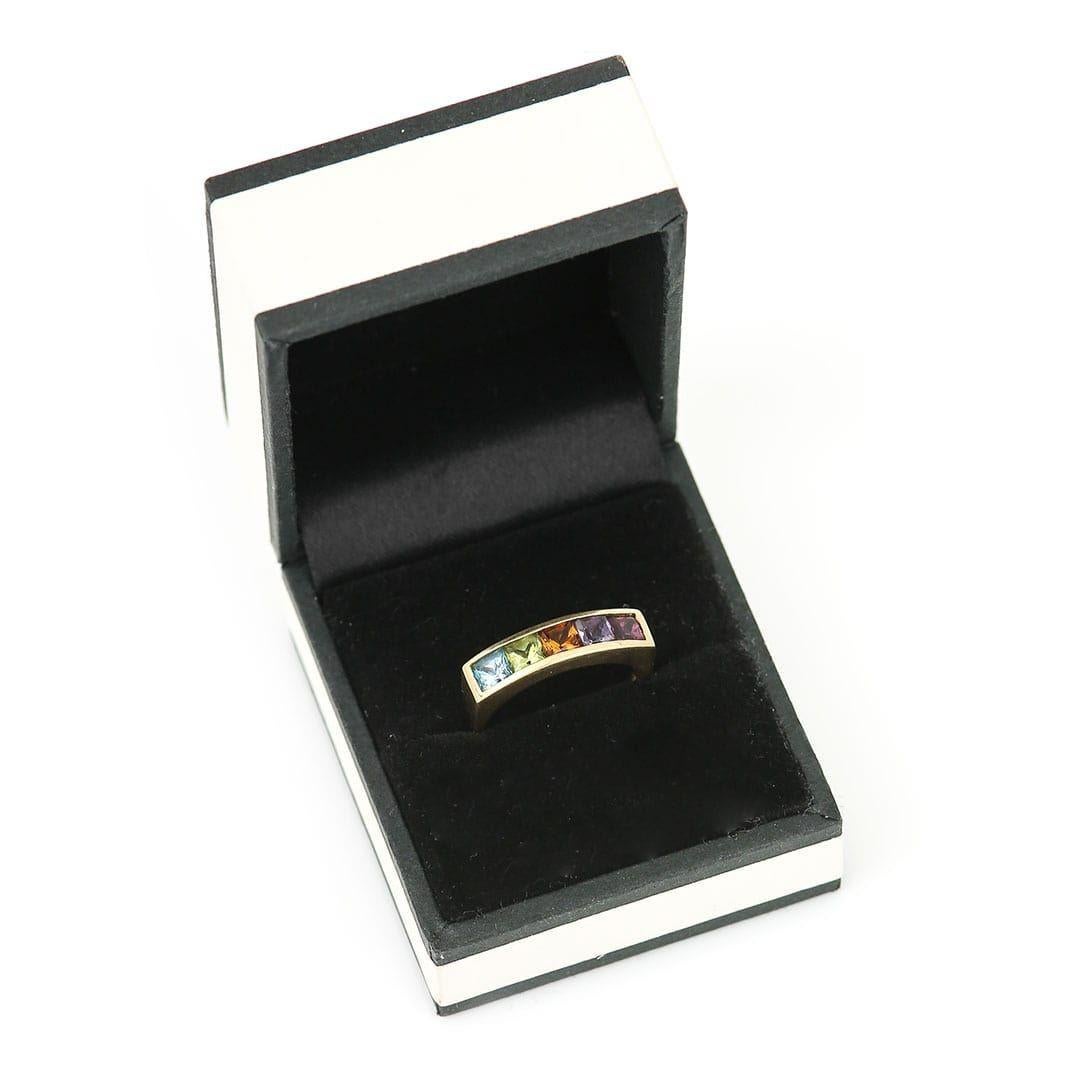 Regenbogen-Ring aus 18 Karat Gold mit mehrfarbigem Multi-Gem mit Peridot, Diamant, Topas und mehr im Angebot 9