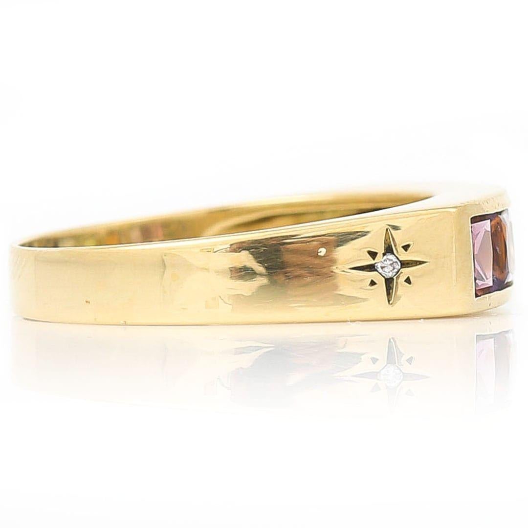 Regenbogen-Ring aus 18 Karat Gold mit mehrfarbigem Multi-Gem mit Peridot, Diamant, Topas und mehr Damen im Angebot