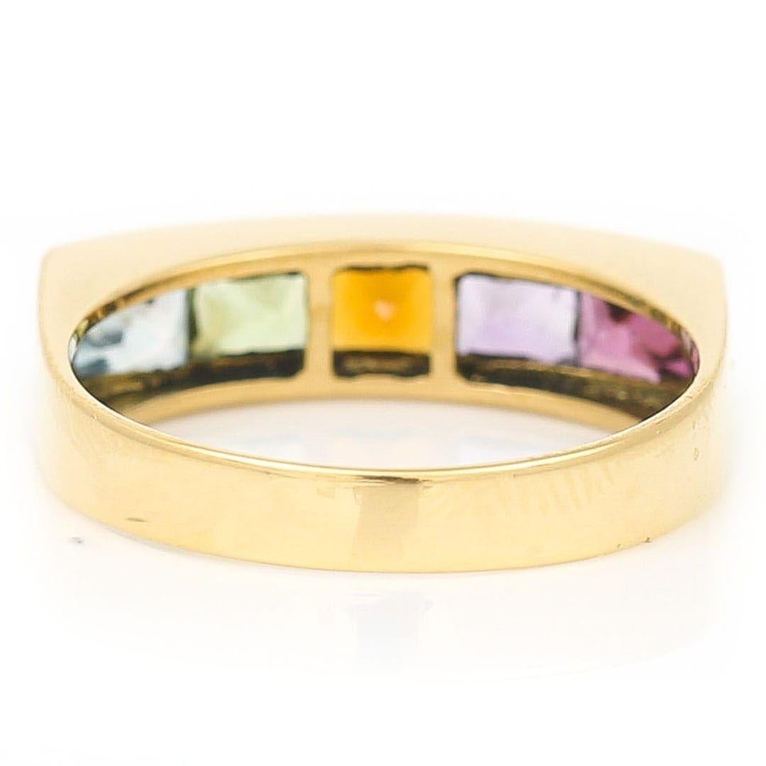 Regenbogen-Ring aus 18 Karat Gold mit mehrfarbigem Multi-Gem mit Peridot, Diamant, Topas und mehr im Angebot 1