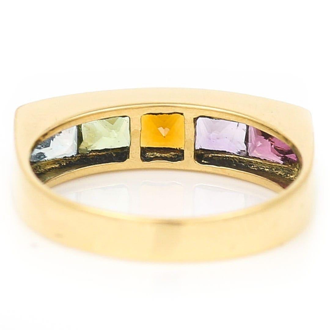 Regenbogen-Ring aus 18 Karat Gold mit mehrfarbigem Multi-Gem mit Peridot, Diamant, Topas und mehr im Angebot 3