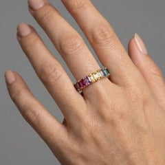 0.60ct Diamond Rainbow Multi-Gem 14K Yellow Gold Signet Ring