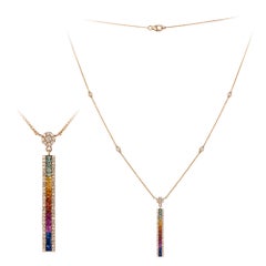 Collana in oro rosa Rainbow Multi Sapphire 18k Diamonds per lei
