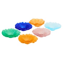 Rainbow Murano Flower Dishes Set of Six